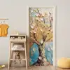 Boom - Blauw - Goud - Abstract - Modern deurposter klein -sfeer4
