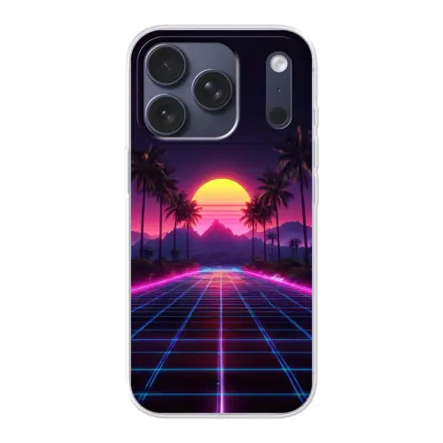 Horizon - Palmbomen - Bergen - Geel Telefoonhoesje iPhone 17 Pro klein -3d