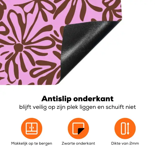 Organisch - Patroon - Roze Inductie beschermer vinyl 3mm klein 276 -zzzzzzz-td-onderkant