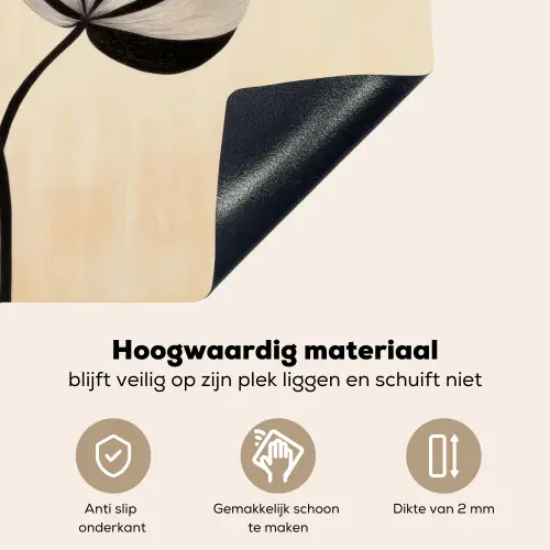 Bladeren - Gestreept - Stengel - Beige Inductie beschemer met haakjes klein -ky-onderkant-nl