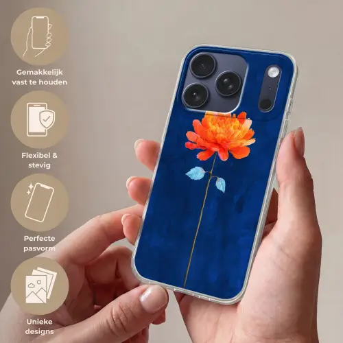 Bloem - Oranje - Bladeren Telefoonhoesje iPhone 17 Pro klein -sfeer3_NL