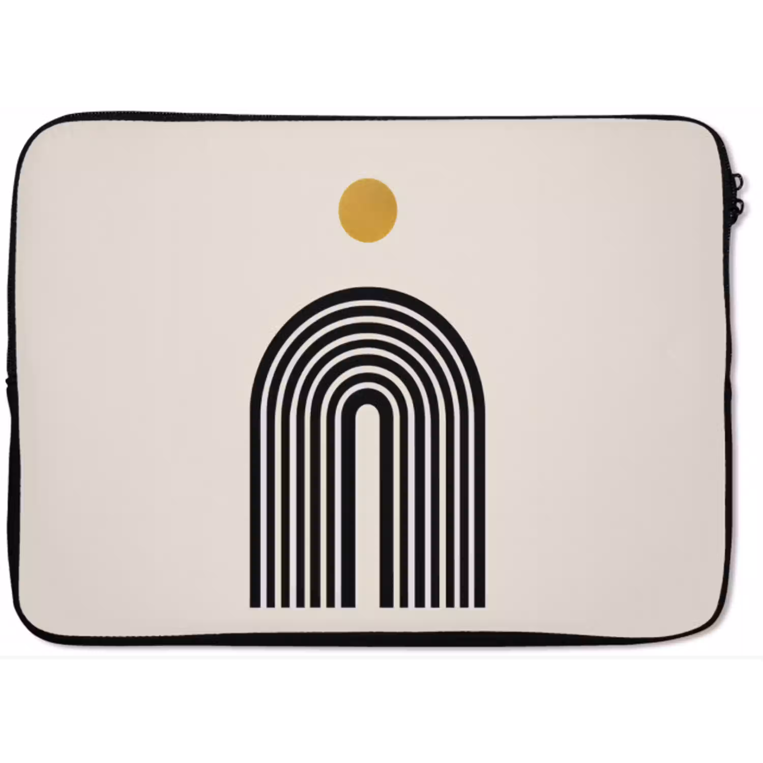 Minimalistisch - Zwarte boog - Gouden cirkel laptophoes neopreen klein -zkaufland3dotto
