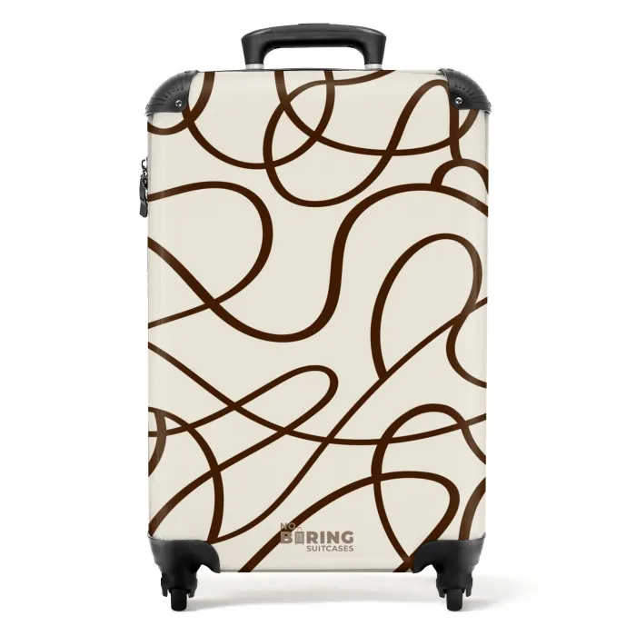 Bruine lijnen op beige achtergrond NBS - Handbagage koffer - Kinderen Unisex middel -productfoto_recht