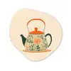 Oranje - Theepot - Bloemen - Bladeren Wandcirkel Organisch Forex 3mm klein -3d