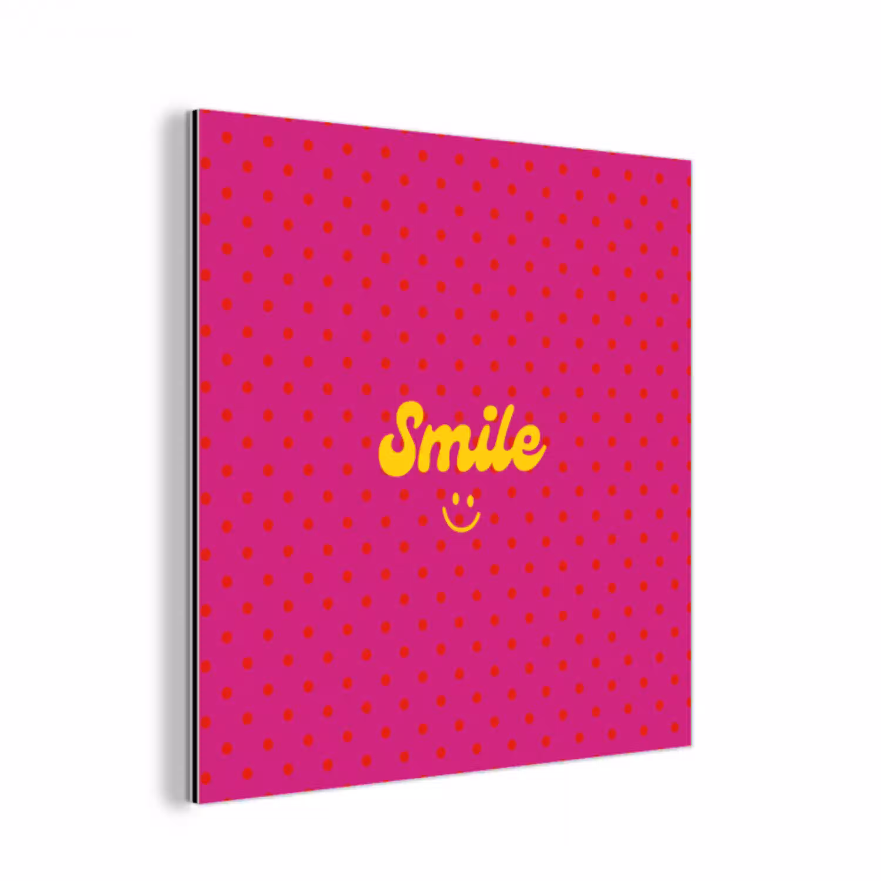 Smile - Stippen - Geel - Smiley - Roze aluminium wit klein -3d