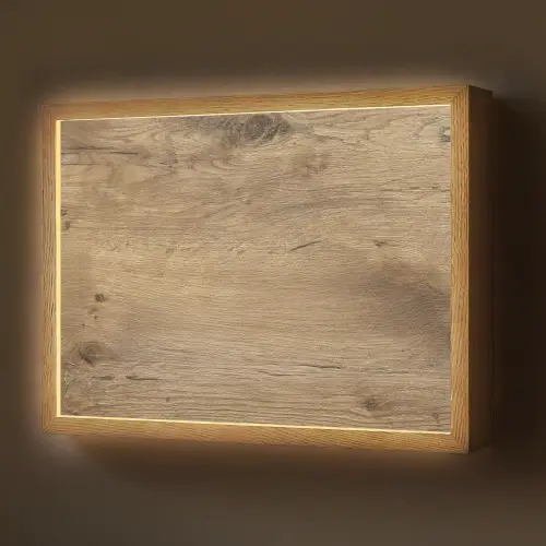 Hout - Bruin - Houtlook Light Box met batterij (Wandlamp) middel -z3d_website
