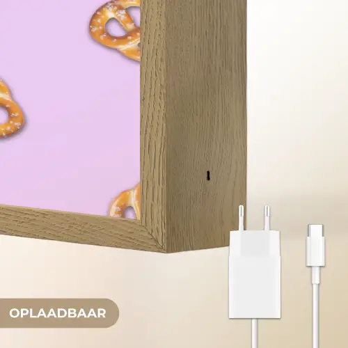Pretzels - Eten - Paars Light Box met batterij (Wandlamp) middel -USP_websiteoplaadbaarNL
