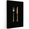 Goud - Vork - Mes Tuinposter op houten frame 2 cm dik middel -3d