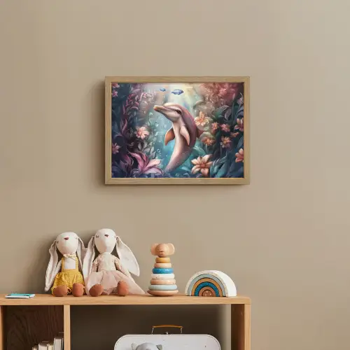 Dolfijn - Vissen - Onderwaterwereld - Bloemen Light Box met batterij (Wandlamp kind) middel -sfeer2_kind