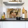 Vrouw - Bloemen  - Goud - Portret Inductie beschemer met haakjes klein -sfeer2