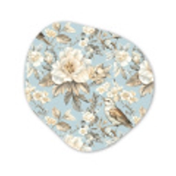 Botanisch - Zangvogel - Blauw Wandcirkel Organisch Forex 3mm klein 629 -3d