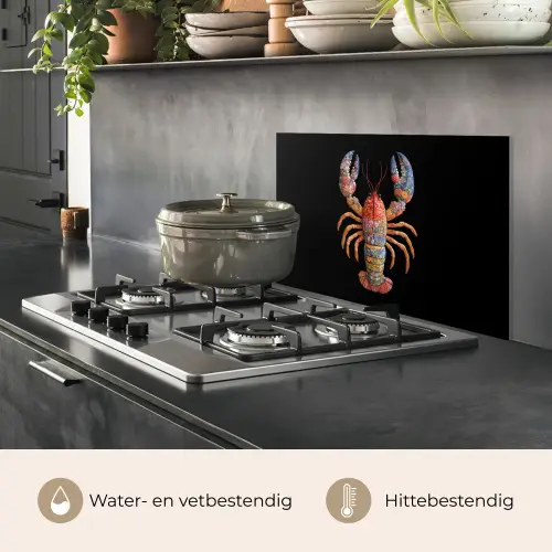 Kreeft - Borduur - Kleurrijk - Bloemen keuken achterwand spatscherm klein -usp_NL