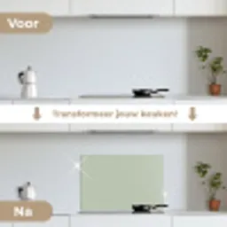 Mintgroen - Effen kleur keuken achterwand spatscherm klein 900 -voor_na_NL