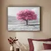 Boom - Natuur - Roze - Zwart wit Textielframe zwart klein -sfeer1