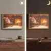 Winter - Kerst - Huis - Openhaard Light Box met batterij (Wandlamp) middel -sfeer3