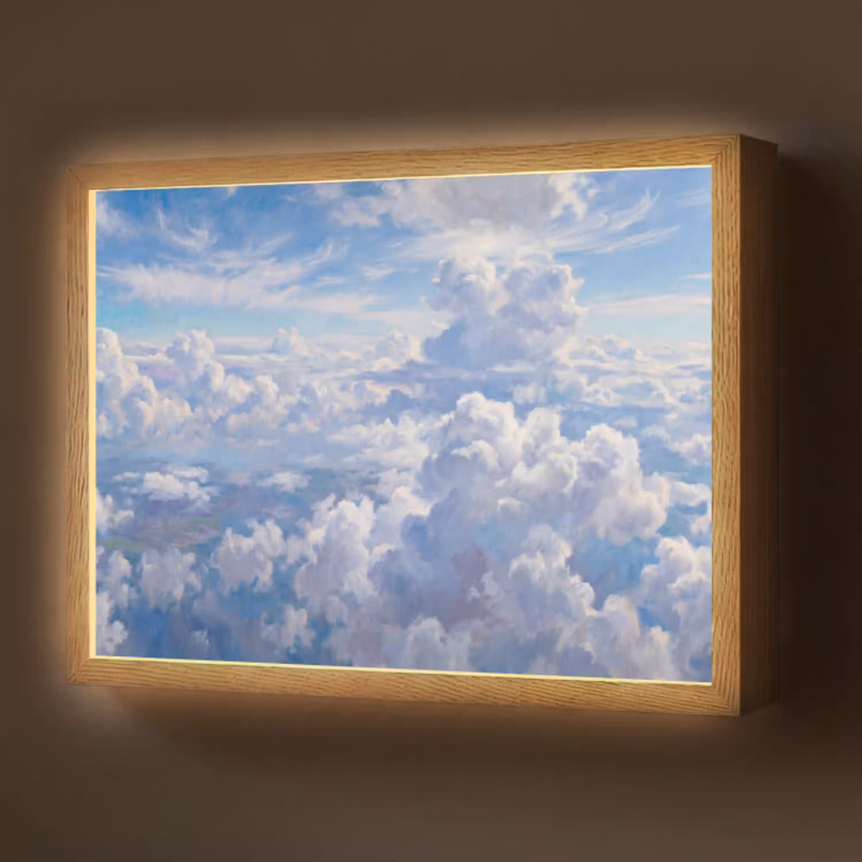 Wolken - Lucht - Natuur - Abstract - Blauw Light Box met batterij (Wandlamp) middel -z3d_website