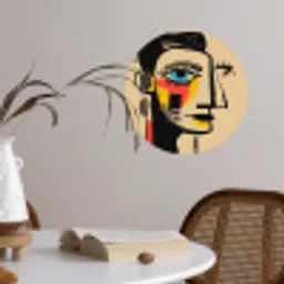 Geometrisch - Felle kleuren - Kubistische stijl Wandcirkel behangsticker klein -sfeer3