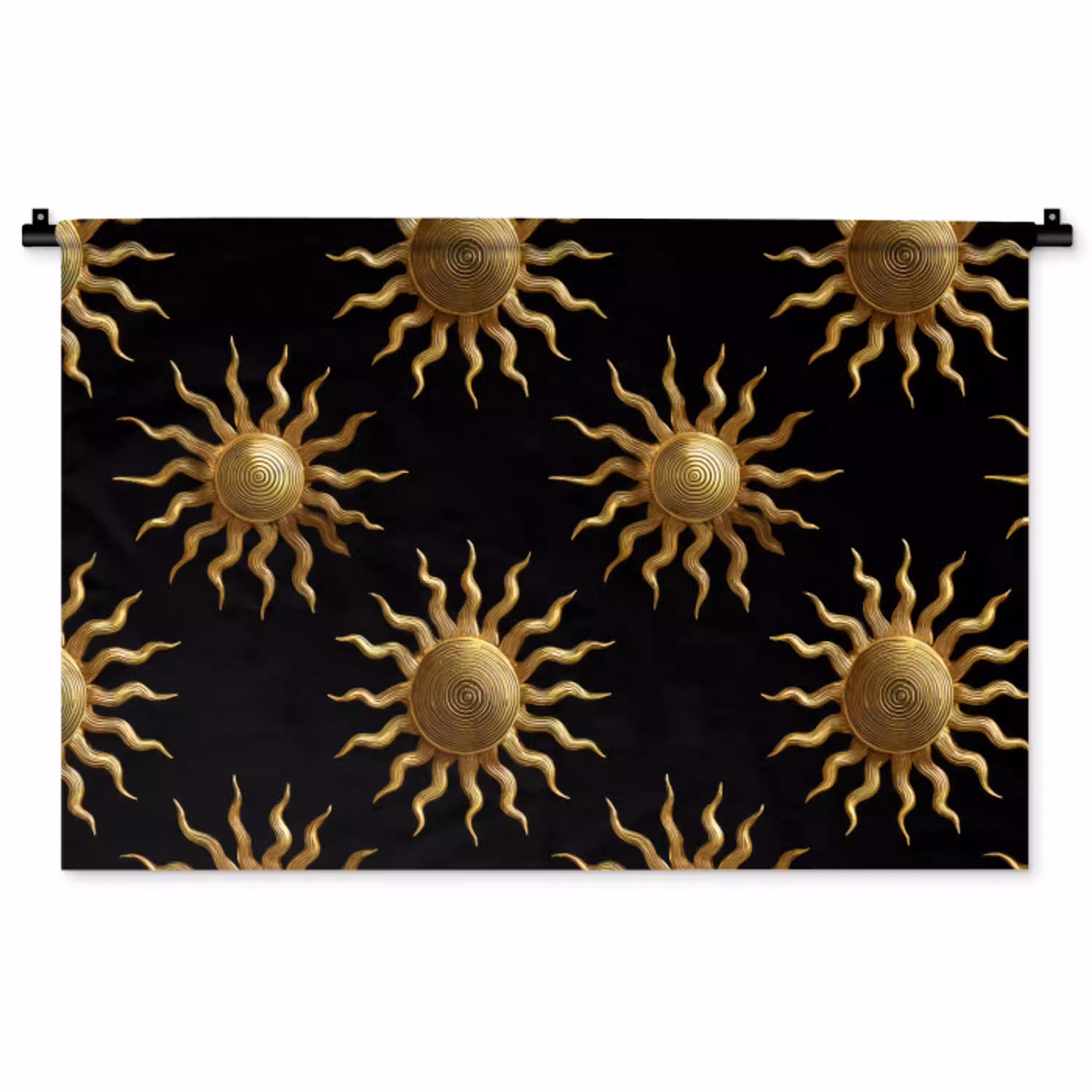 Zon - Patroon - Luxe - Goud - Zwart Wandkleed katoen middel 269 -zz3d