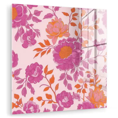 Bloemenpatroon - Roze - Oranje - Bloemen plexiglas 5mm klein -zzzproduct_nieuw