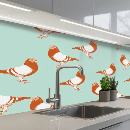 Duif - Vogel - Patroon keuken achterwand 2 middel 871 -3d_schuin