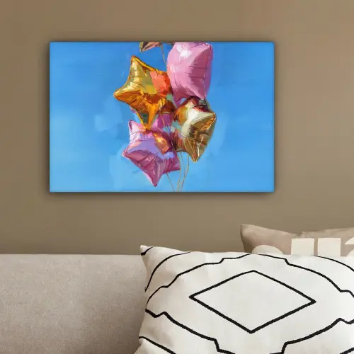 Ballonnen - Goud - Stervorm - Roze canvas 2cm klein -sfeer3