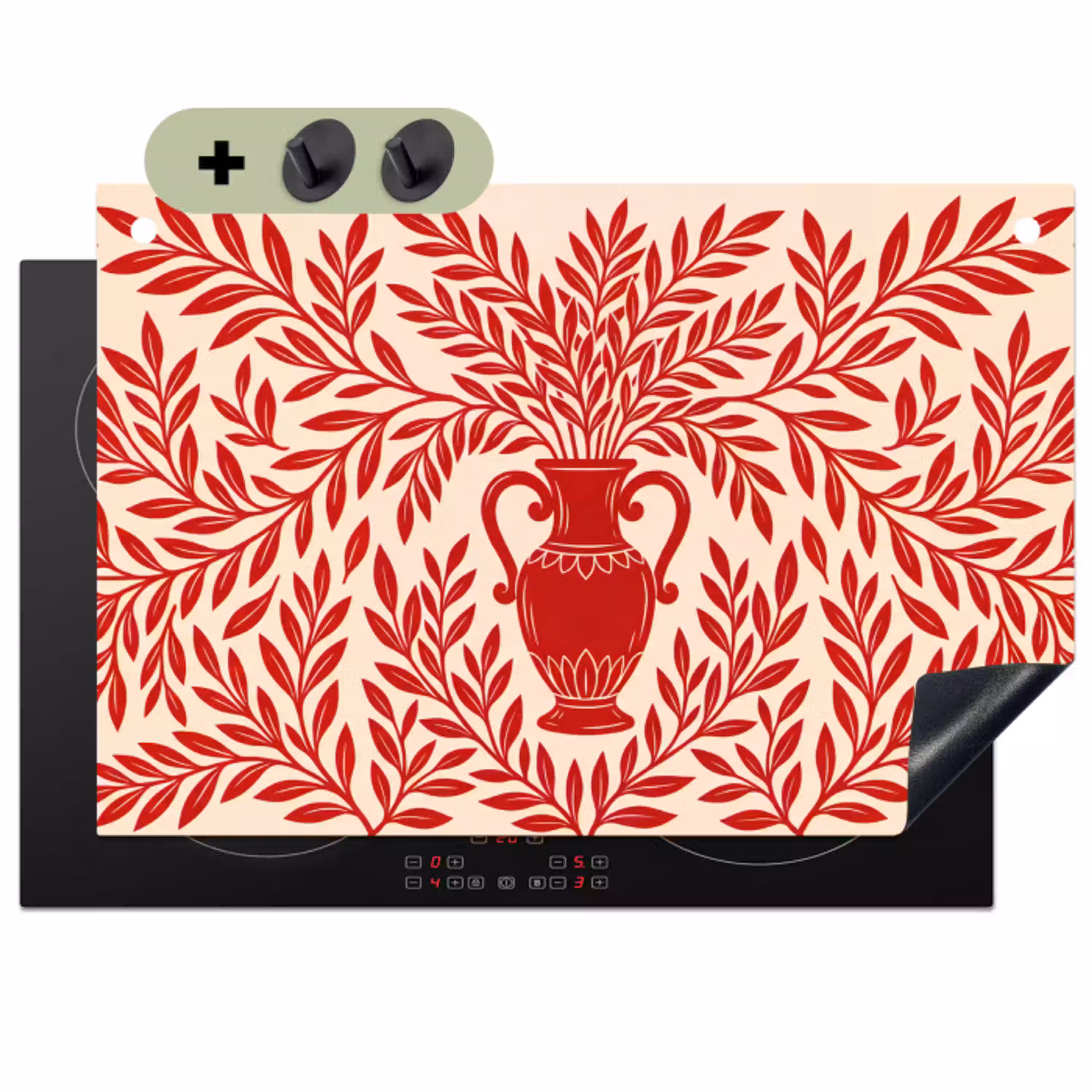 Vaas - Planten - Decoratie - Abstract - Rood Inductie beschemer met haakjes klein -3d