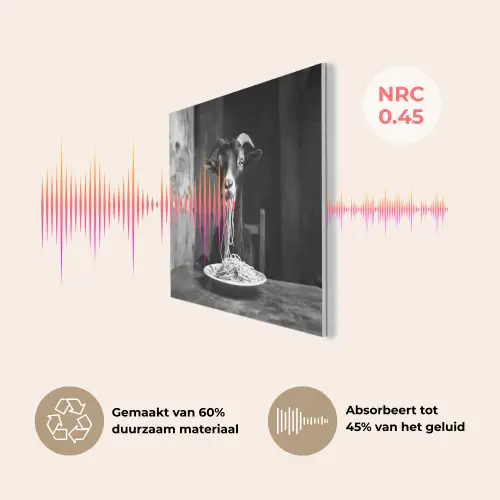 Geit - Bord - Spaghetti - Zwart Wit PET vilt klein -USP_NL