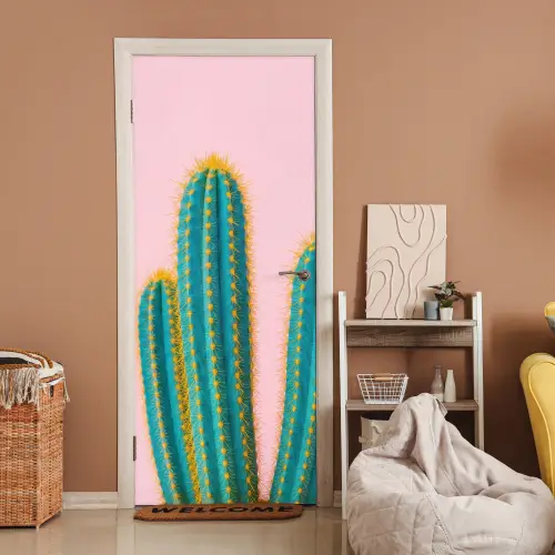 Cactussen - Modern - Pastel deurposter klein -sfeer1