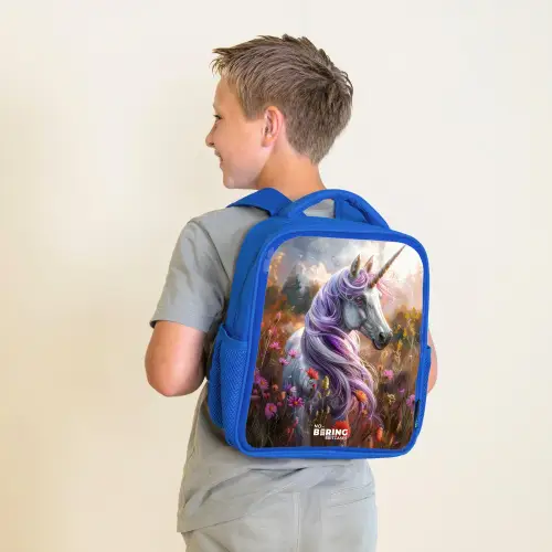 Lavendel lentehoorn Kinderrugzak - Blauw middel -sfeer2