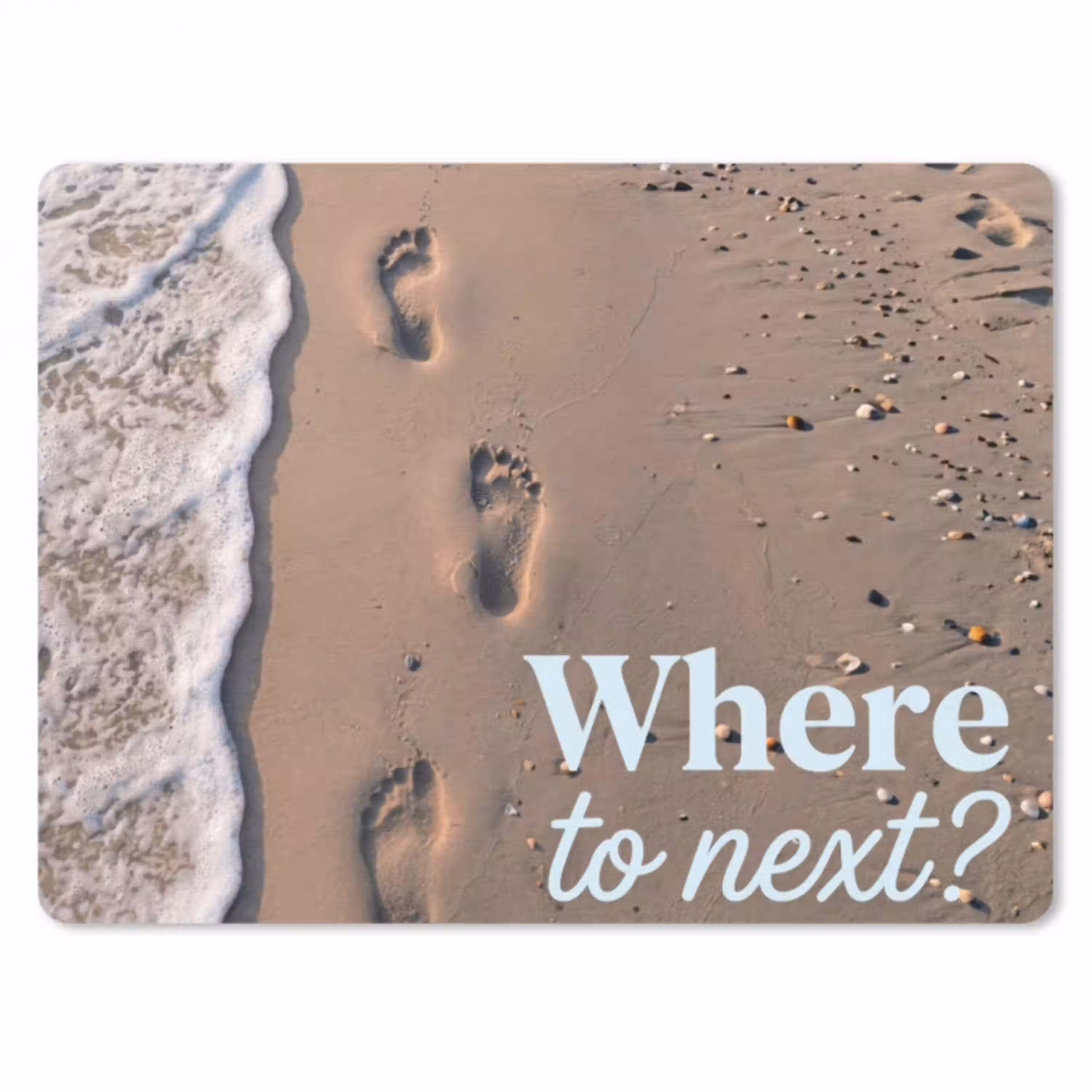 Where to next - Strand - Voetstappen muismat rubber klein -3d