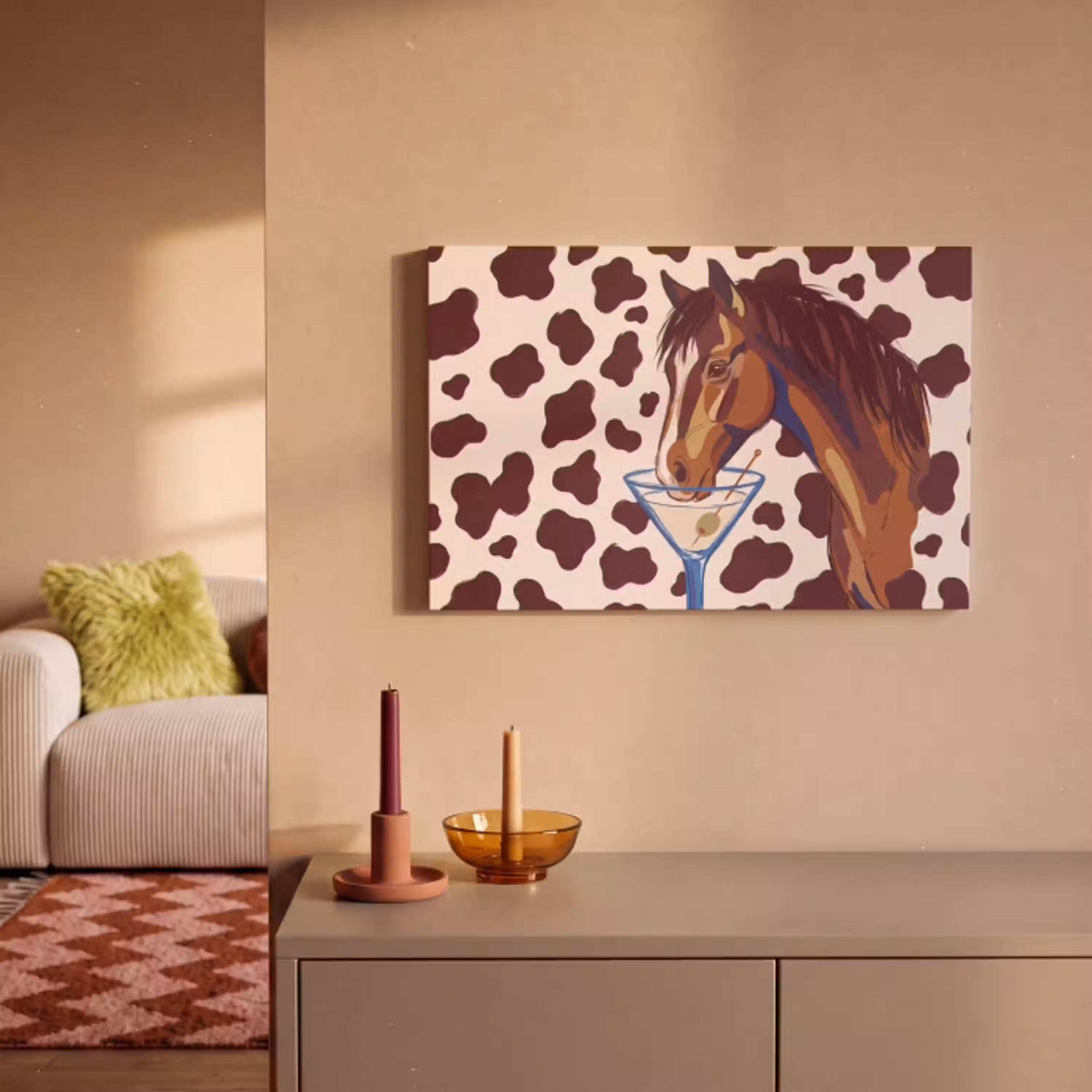 Paard - Martini - Dieren - Abstract - Bruin canvas 2cm klein -sfeer1