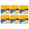 Kustlijn - Oranje lucht - Begroeiing onderzetter kurk middel -3d
