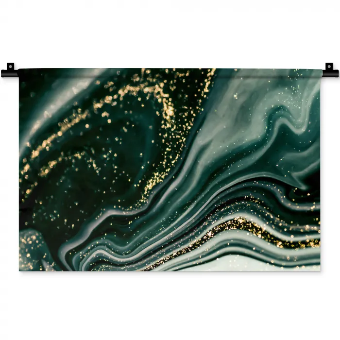 Marmerlook - Goud - Groen - Glitter - Design - Marmer Wandkleed katoen klein -zz3d