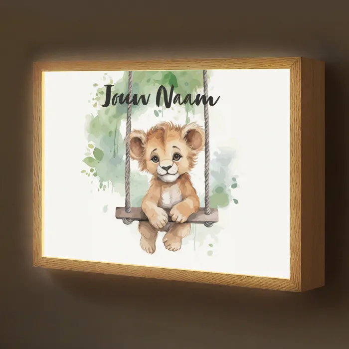Leeuw - Dier - Kinderen - Jungle Light Box met batterij (Wandlamp kind) middel -z3d_website