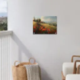 Klaprozen - Rood - Heuvels - Landschap tuinposter los doek klein -sfeer8