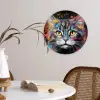 Kat - Graffiti - Dieren - Kleuren - Grijs Wandcirkel kunststof plaat 5mm dik klein -sfeer4