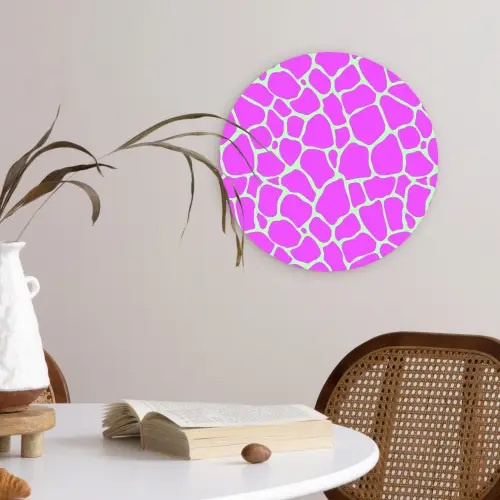 Mintgroen - Roze - Vlekken - Patroon Wandcirkel plexiglas klein 852 -sfeer4
