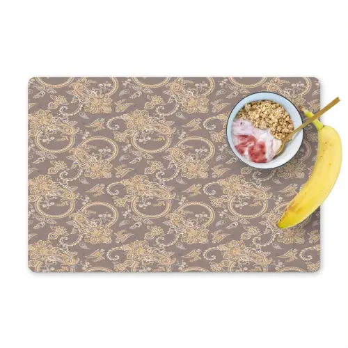 Oosters - Bloemen - Beige - Grijs Placemat vinyl groot 368 -zzzproduct_Kitchenyeah-website