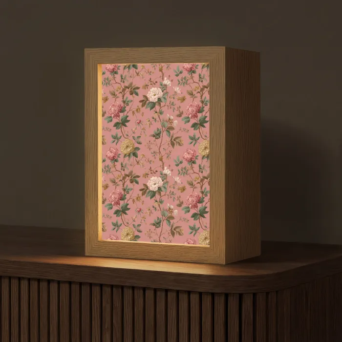 Klassiek - Botanisch - Roze Light Box met kabel (Tafellamp) klein 925 -z3d_website