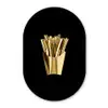 Friet - Goud - Chrome - Eten Wandcirkel Ovaal Glas middel -3d