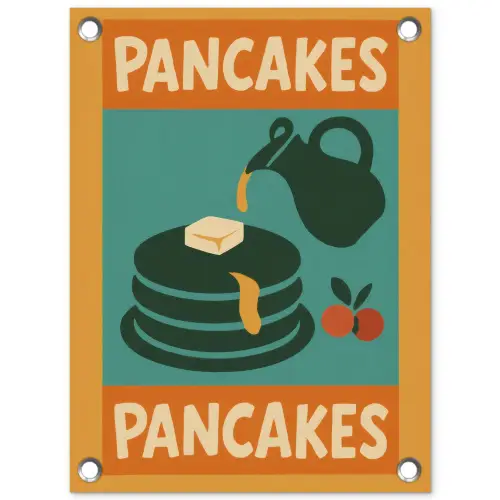 Pannenkoeken - Siroop - Illustratie - Oranje tuinposter los doek klein -3d