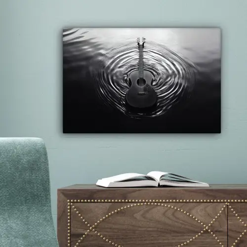 Gitaar - Hout - Water canvas 2cm klein -sfeer4
