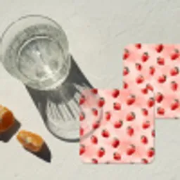 Aardbei - Patroon - Roze onderzetter kurk middel 366 -sfeer4
