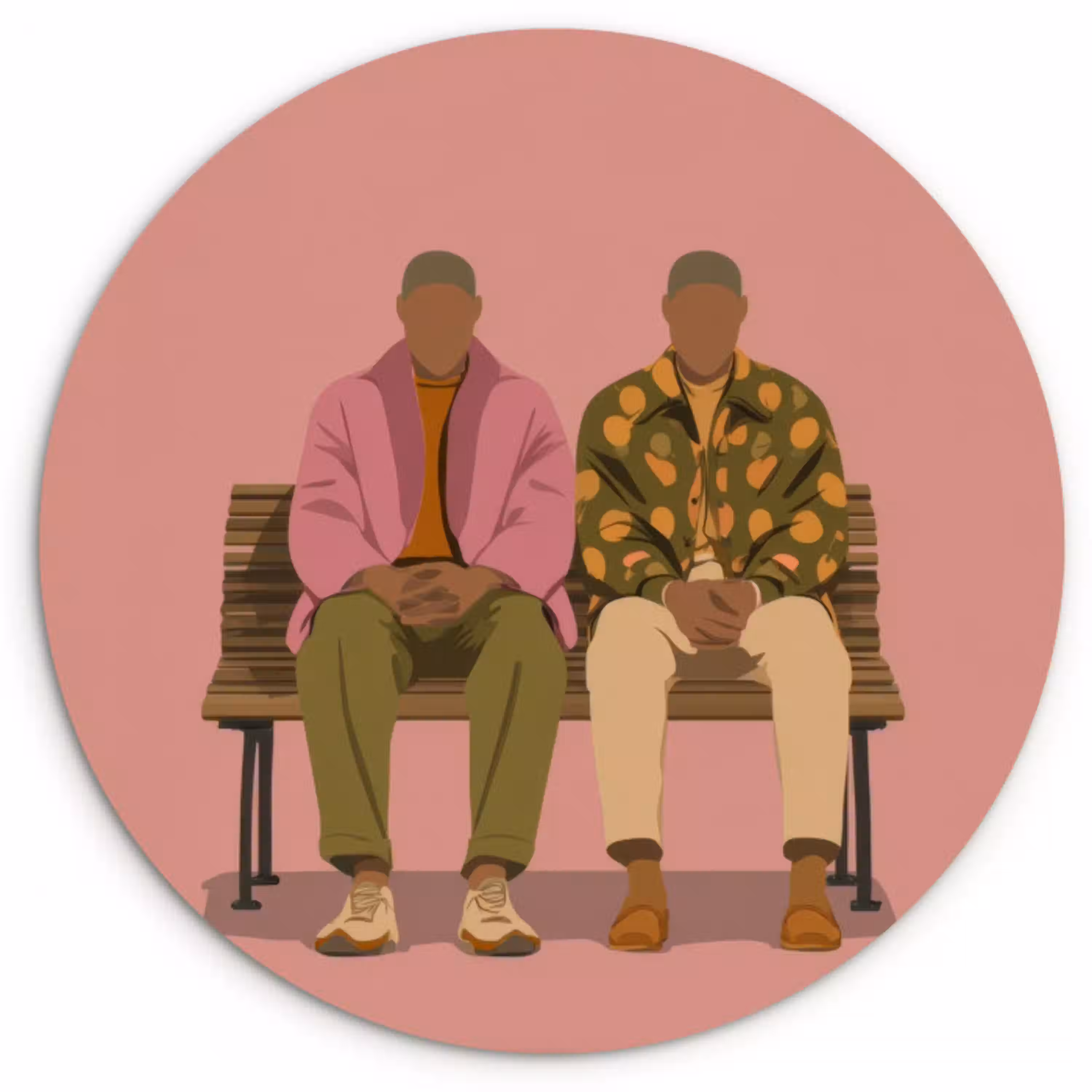 Illustratie - Bankje - Personen - Minimalistisch Wandcirkel kunststof plaat 5mm dik klein -3d