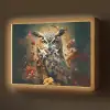 Uil - Vogel - Bloemen - Planten - Botanisch Light Box met batterij (Wandlamp) middel -z3d_website