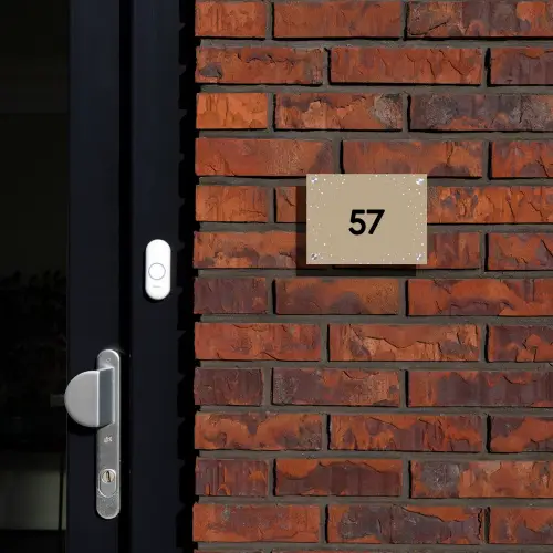 Beige met stippen - Traditioneel Naambord Rechthoek middel -sfeer1-rechthoek-S