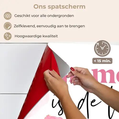 Quote - Mama - Mijn moeder is de liefste - Roze keuken achterwand spatscherm klein -spatscherm_NL