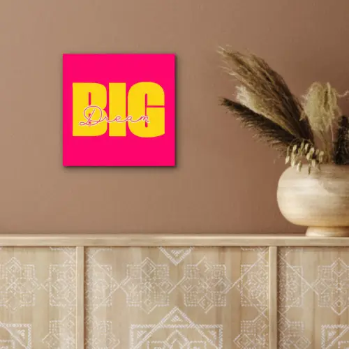 Dream big - Roze - Geel - Minimalistisch aluminium wit klein -sfeer4