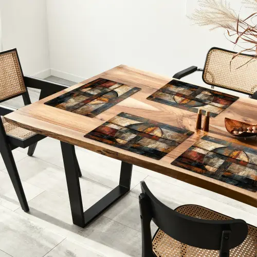 Kunst - Bruin - Abstract - Hout motief Placemat vinyl groot -zzsfeer4_Kitchenyeah-website