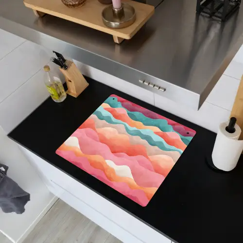 Golven - Kleurrijk - Abstract Inductie beschemer met haakjes middel -sfeer1